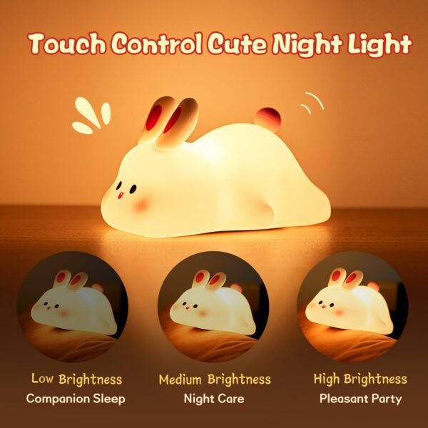 Touch Sensor LED Rabbit Night Light – Cute Silicone Bedside Lamp