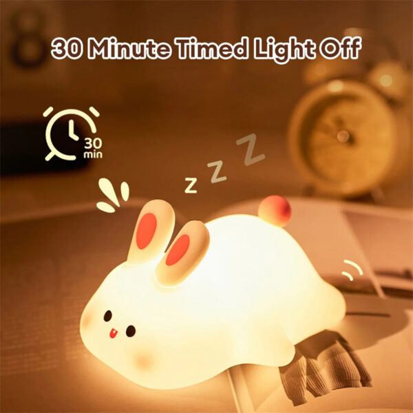 Touch Sensor LED Rabbit Night Light – Cute Silicone Bedside Lamp - Image 7