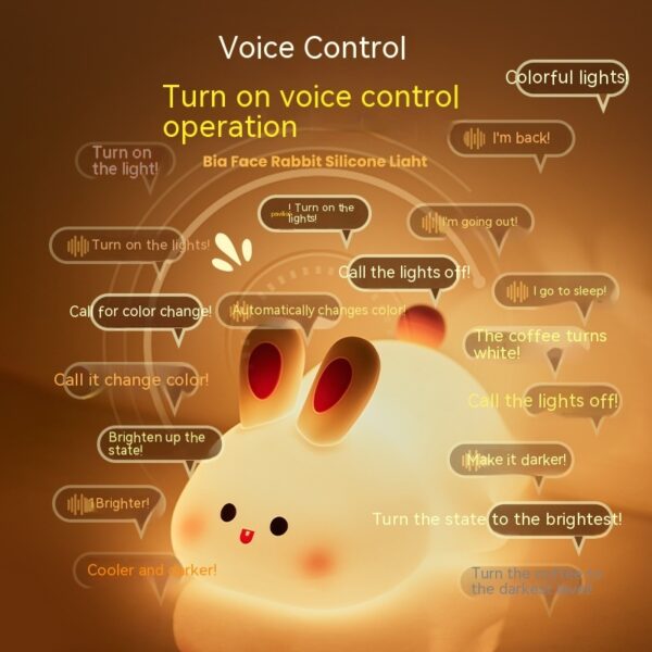 Touch Sensor LED Rabbit Night Light – Cute Silicone Bedside Lamp - Image 3