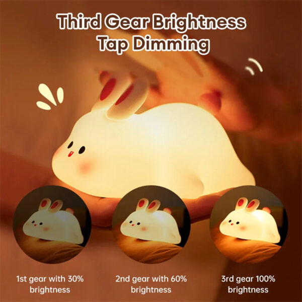 Touch Sensor LED Rabbit Night Light – Cute Silicone Bedside Lamp - Image 9
